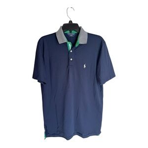 Polo Golf by Ralph Lauren Classic Navy Polo with Striped Collar